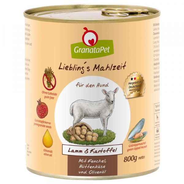 Pakiet GranataPet Liebling's Mahlzeit, 12 x 800 g - Jagnięcina i ziemniaki