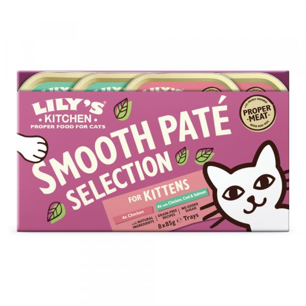 Lily's Kitchen Smooth Paté Selection dla kociąt, 8 x 85 g - Pakiet mieszany (2 smaki)