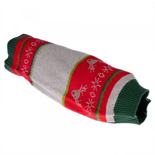 TIAKI trójkolorowy sweter w renifery dla psa - Rozmiar XL: długość grzbietu ok. 45 cm