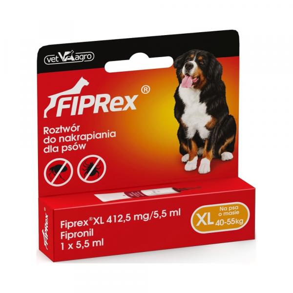 Fiprex Spot-on solution dla psów - XL: 40-55 kg (1 pipeta x 5,5 ml)