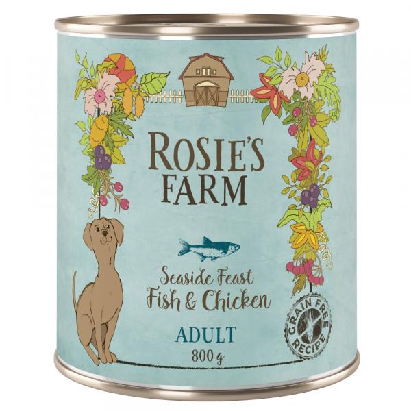 Megapakiet Rosie's Farm Adult, 24 x 800 g - Ryba i kurczak