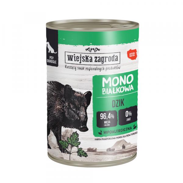 Wiejska Zagroda, mokra karma dla psa, 12 x 400 g - Dzik