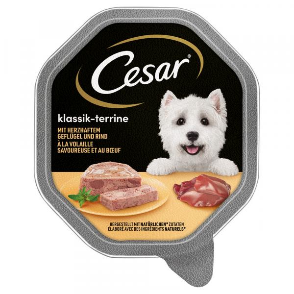 Cesar w tackach, 14 x 150 g - Classic, pasztet z drobiem i wołowiną