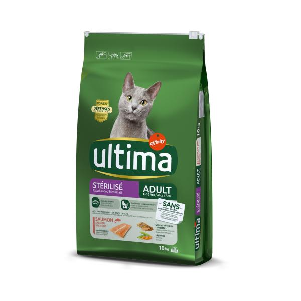 8,5 + 1,5 kg gratis! Ultima, karma sucha dla kota, 10 kg - Cat Sterilized, łosoś i jęczmień