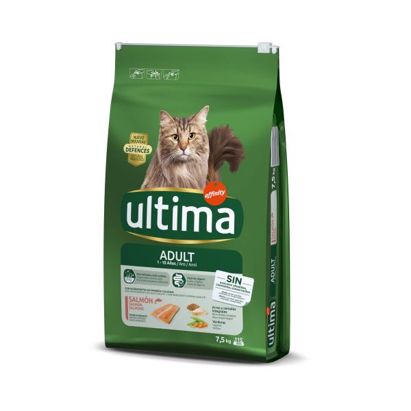 6,5 + 1 kg / 8 + 2 kg gratis! Ultima, 7,5 kg / 10 kg - Cat Adult, łosoś, 7,5 kg