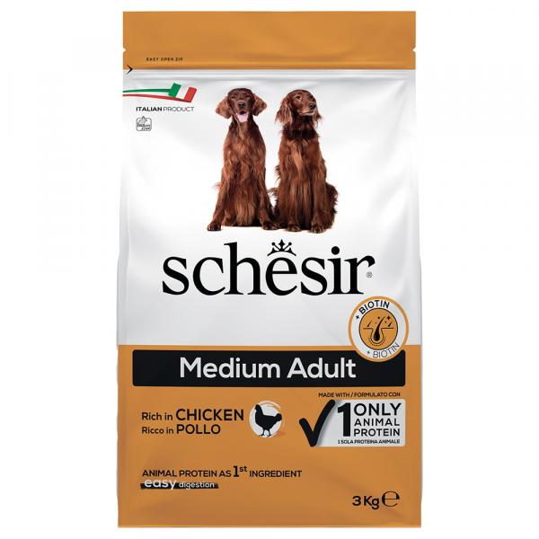 Schesir Dog Medium Adult, z kurczakiem - 3 kg