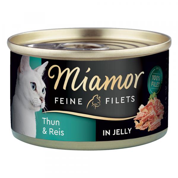 20 + 4 gratis! Miamor Feine Filets, karma mokra, 24 x 100 g - W puszkach, tuńczyk z ryżem