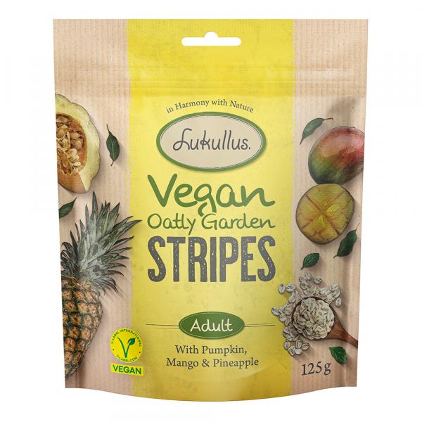 Lukullus Vegan Oatly Garden Stripes, z dynią, mango i ananasem - 125 g