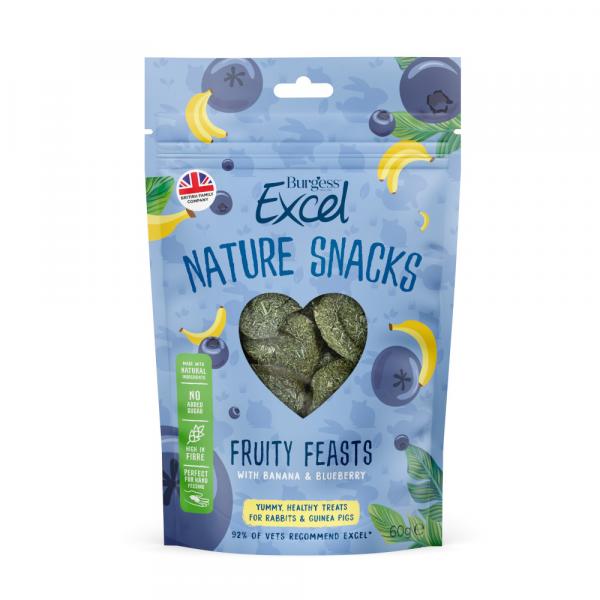 Burgess Excel Nature Snacks Fruity Feasts - 3 x 60 g