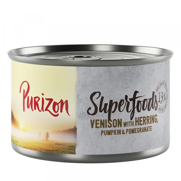 Purizon Superfoods, 12 x 140 g - Dzik ze śledziem, słodkim ziemniakiem i jabłkiem