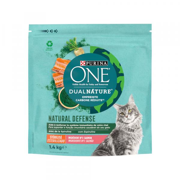 PURINA ONE Dual Nature Sterilized, łosoś ze spiruliną - 2 x 1,4 kg