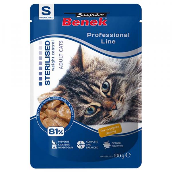 Korzystny pakiet Super Benek Professional Line Sterilized Adult, 48 x 100 g - Drób