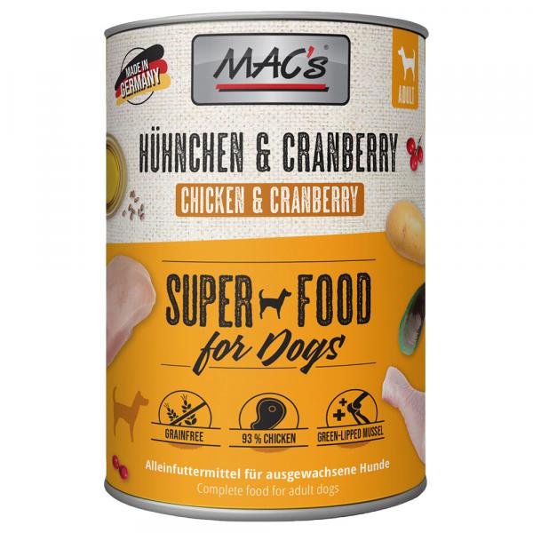 MAC's Adult Superfood, 6 x 400 g - Kurczak i żurawina