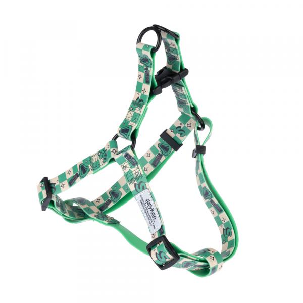 Harry Potter szelki dla psa Slytherin, zielone - Rozmiar S: obw. klatki piersiowej 39 - 51 cm