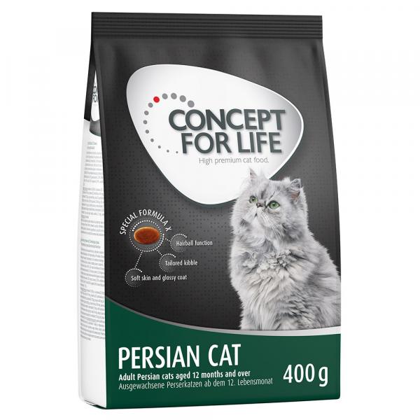 1 + 1 gratis! Concept for Life, sucha karma dla kota, różne rodzaje, 2 x 400 g - Persian Adult