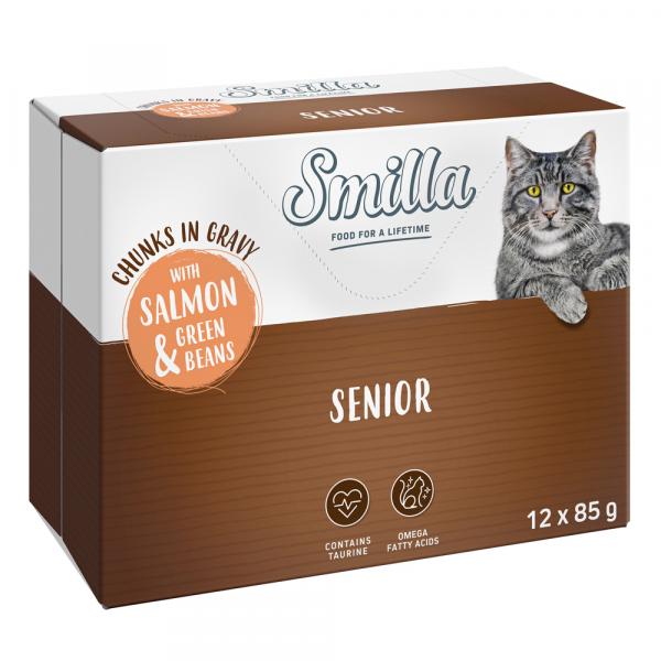 Smilla Senior kawałki w sosie z warzywami, saszetki - Łosoś i zielona fasolka, 24 x 85 g