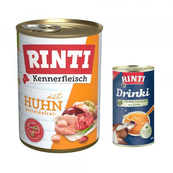 RINTI: 6 x 400 g karma mokra + Drinki, kaczka, 185 ml gratis! - Kennerfleisch, kurczak