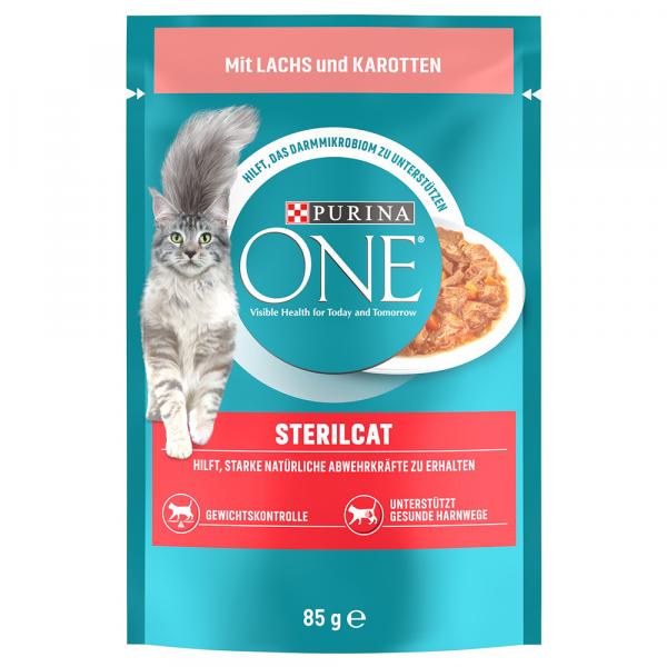 20 + 6 gratis! Purina One, mokra karma dla kota, 26 x 85 g - Sterilised, łosoś z marchewką