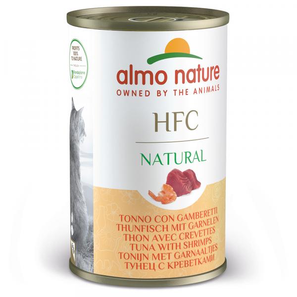 5 + 1 gratis! Almo Nature HFC, mokra karma, 6 x 140 g - Tuńczyk i krewetki