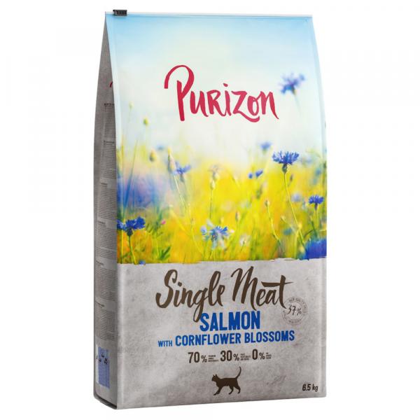 Dwupak Purizon karma dla kota, 2 x 6,5 kg - Single Meat, łosoś z kwiatami chabru