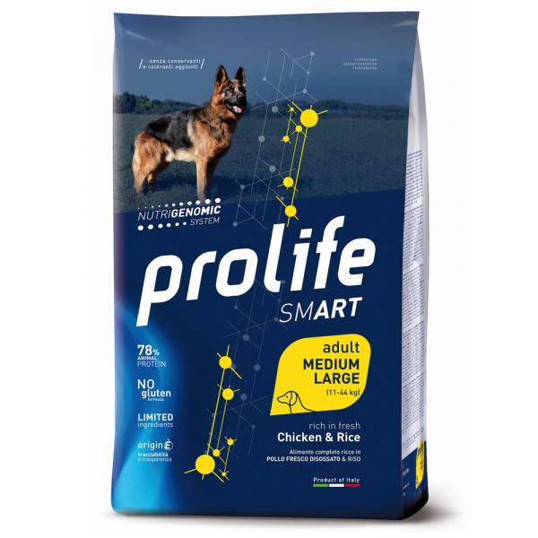 Dog Prolife Smart Adult Medium/Duża/Duże rasy kurczak i ryż - 12 kg