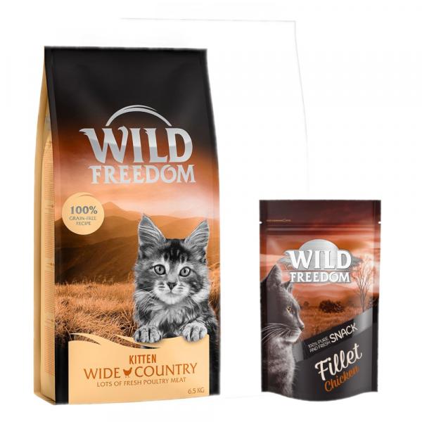 6,5 kg Wild Freedom, karma sucha dla kota + Wild Freedom Filet Snacks, kurczak, 100 g gratis! - Kitten ,,Wide Country\