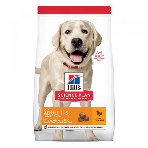 14 + 4 kg gratis! Hill's Science Plan, sucha karma dla psa, 18 kg - Adult Light Large Breed, z kurczakiem