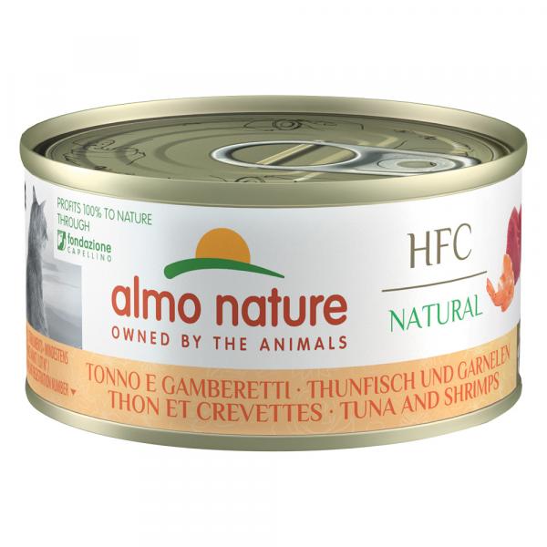 Megapakiet Almo Nature HFC Natural, 24 x 70 g - Tuńczyk i krewetki