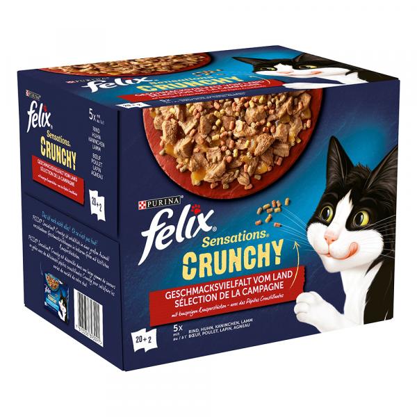 Felix Sensations Crunchy Crumbles z posypką, w galarecie, 20 x 85 g - Mięsna różnorodność