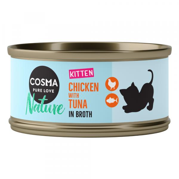 Cosma Nature Kitten dla kociąt, 6 x 70 g - Kurczak z tuńczykiem