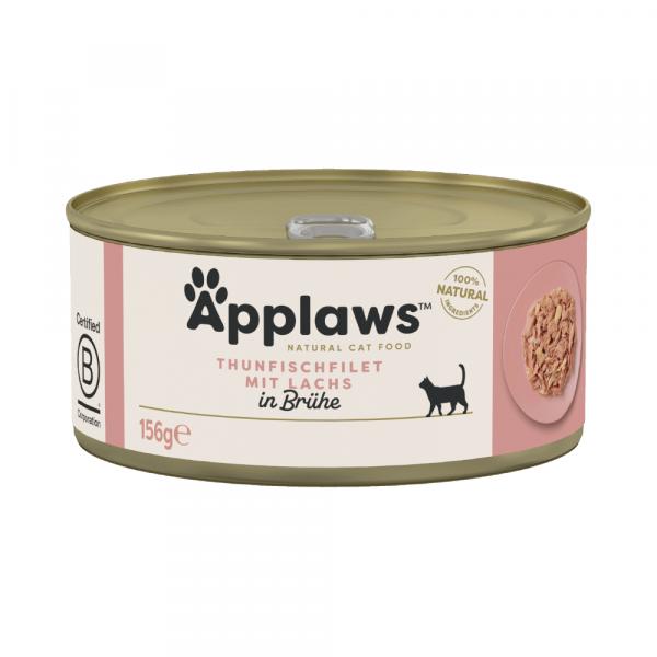 5 + 1 gratis! Applaws w bulionie, karma dla kota, 6 x 156 g - Filet z tuńczyka i łosoś
