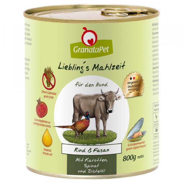 Pakiet GranataPet Liebling's Mahlzeit, 12 x 800 g - Wołowina i bażant