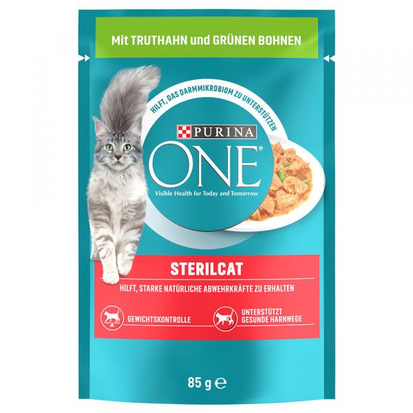 Korzystny pakiet PURINA ONE, 26 x 85 g - Sterilised, Indyk z zieloną fasolką, 26 x 85 g