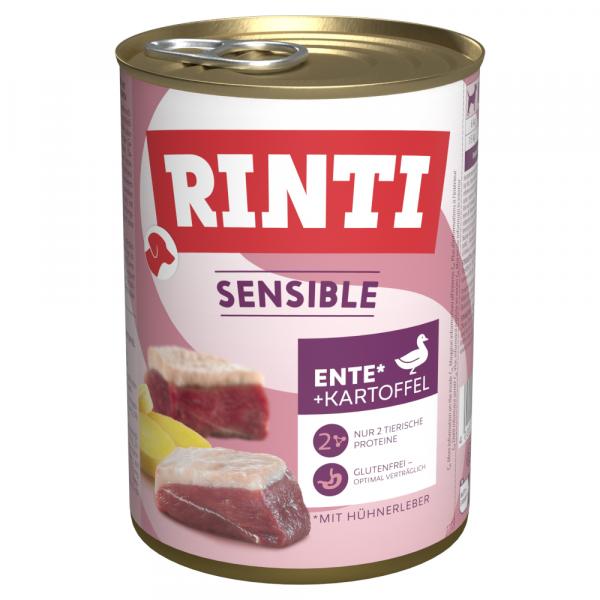 RINTI Sensible, 6 x 400 g - Kaczka i wątróbka drobiowa z ziemniakami