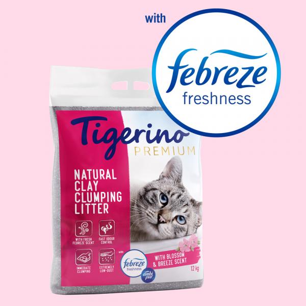 Tigerino Premium, żwirek dla kota - Ambi Pur, świeży zapach kwiatów - 12 kg