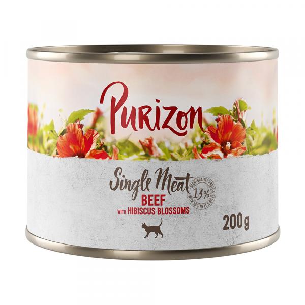 Purizon Single Meat, 6 x 200 g - Wołowina z kwiatami hibiskusa