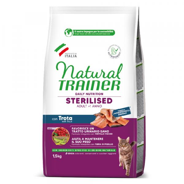 Natural Trainer Cat Sterilised, pstrąg - 1,5 kg