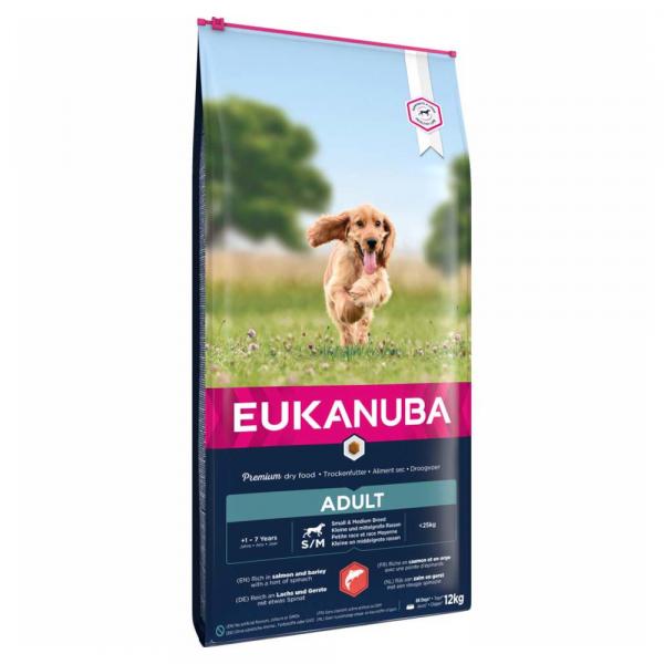 Eukanuba Adult Small & Medium Breed, łosoś - 12 kg