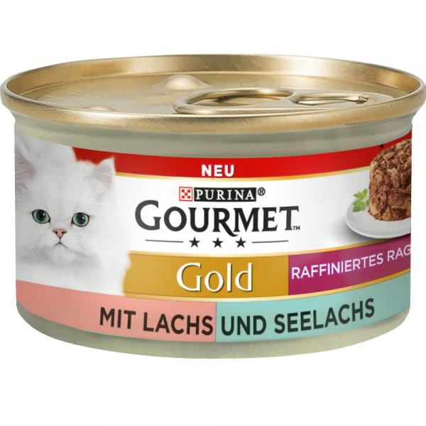 Megapakiet Gourmet Gold Ragout, w sosie, 48 x 85 g - Łosoś i czarniak
