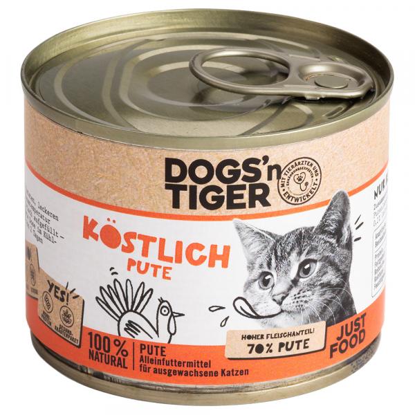 Korzystny pakiet Dogs'n Tiger Adult Cat, 12 x 200 g - Indyk