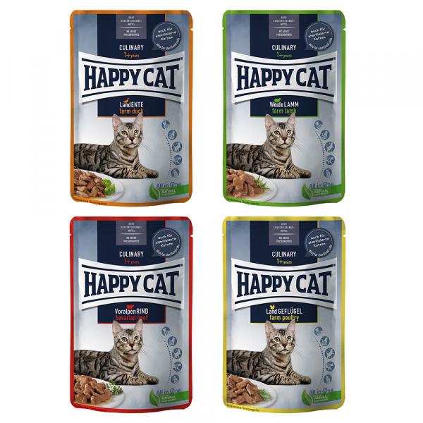 Happy Cat Pouch Meat w sosie, 12 x 85 g - Pakiet mieszany II