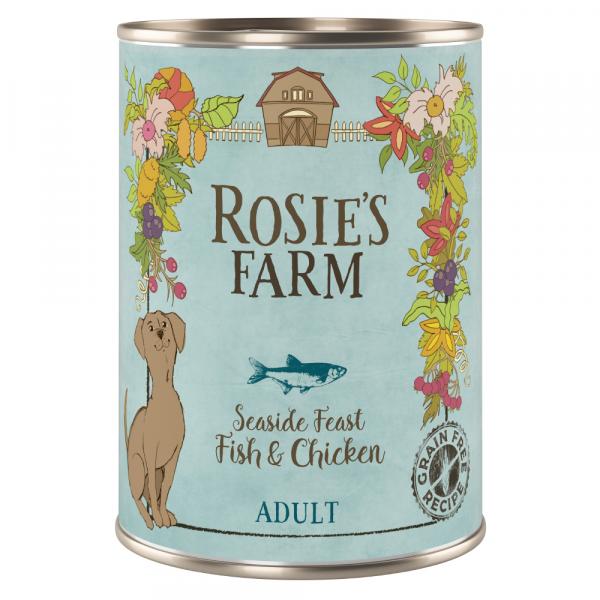 Megapakiet Rosie's Farm Adult, 24 x 400 g - Ryba i kurczak