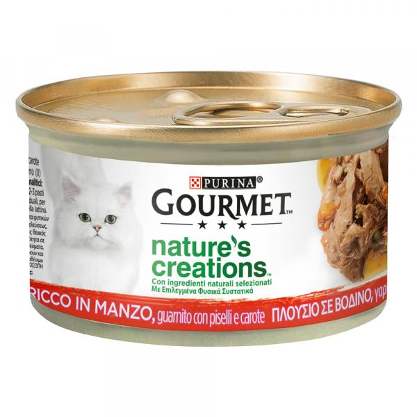 Pakiet mieszany Gourmet Nature's Creations 24 x 85 g - Wołowina z groszkiem i marchewką