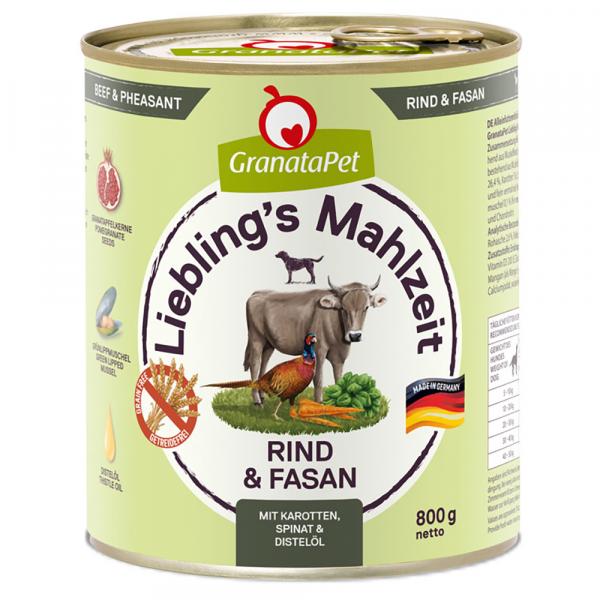 GranataPet Liebling's Mahlzeit, 6 x 800 g - Wołowina i bażant