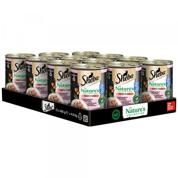 Sheba Nature's Collection, 12 x 400 g - Łosoś z batatami oraz zieloną fasolką w sosie