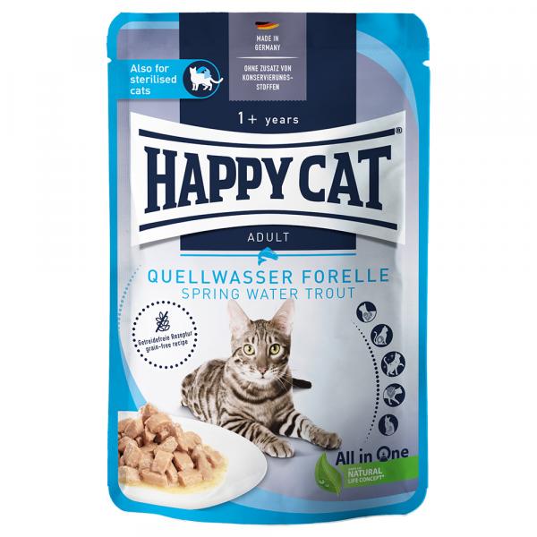 Happy Cat Pouch Meat w sosie, 12 x 85 g - Pstrąg źródlany