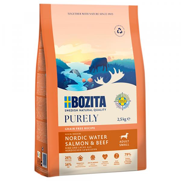 Bozita Dog Purely Adult Small Grain Free, łosoś i wołowina - 2 x 2,5 kg