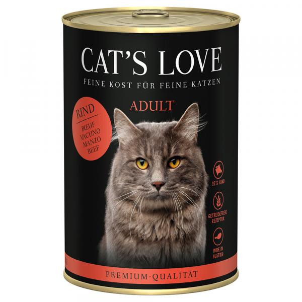 Cat's Love, 6 x 400 g - Czyste mięso z wołowiny