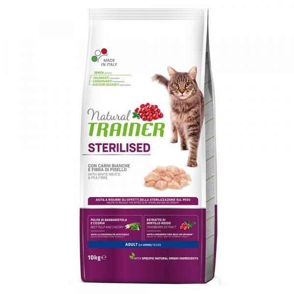 9 kg + 1 kg gratis! Natural Trainer, karma sucha dla kota, 10 kg - Sterilised, z łososiem