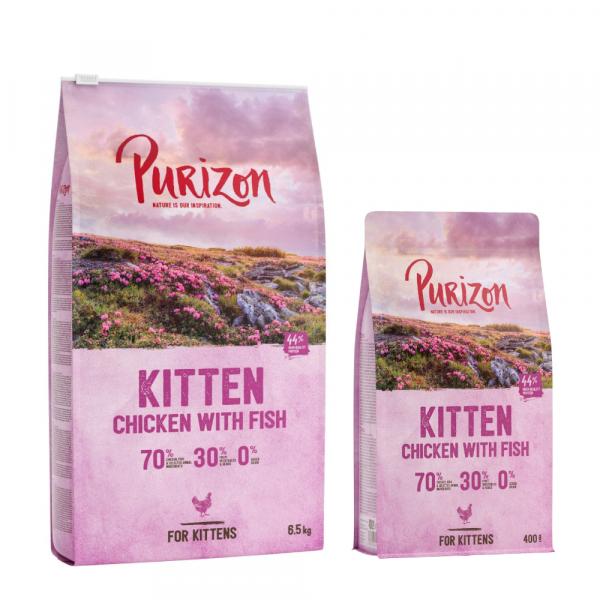 6,5 kg + 800 g gratis! Purizon, karma sucha dla kota, 7,3 kg - Kitten, kurczak i ryba – bez zbóż